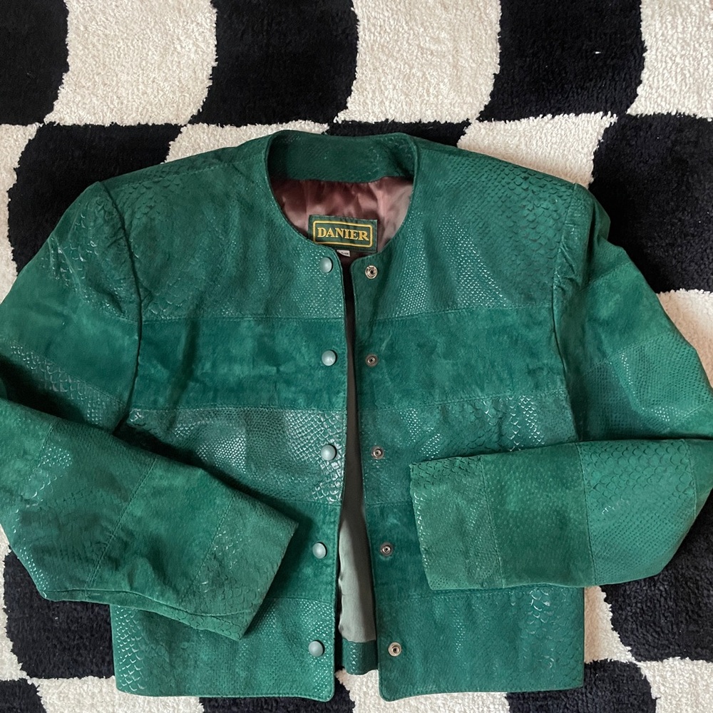 80s Danier Dark Green Suede Cropped jacket